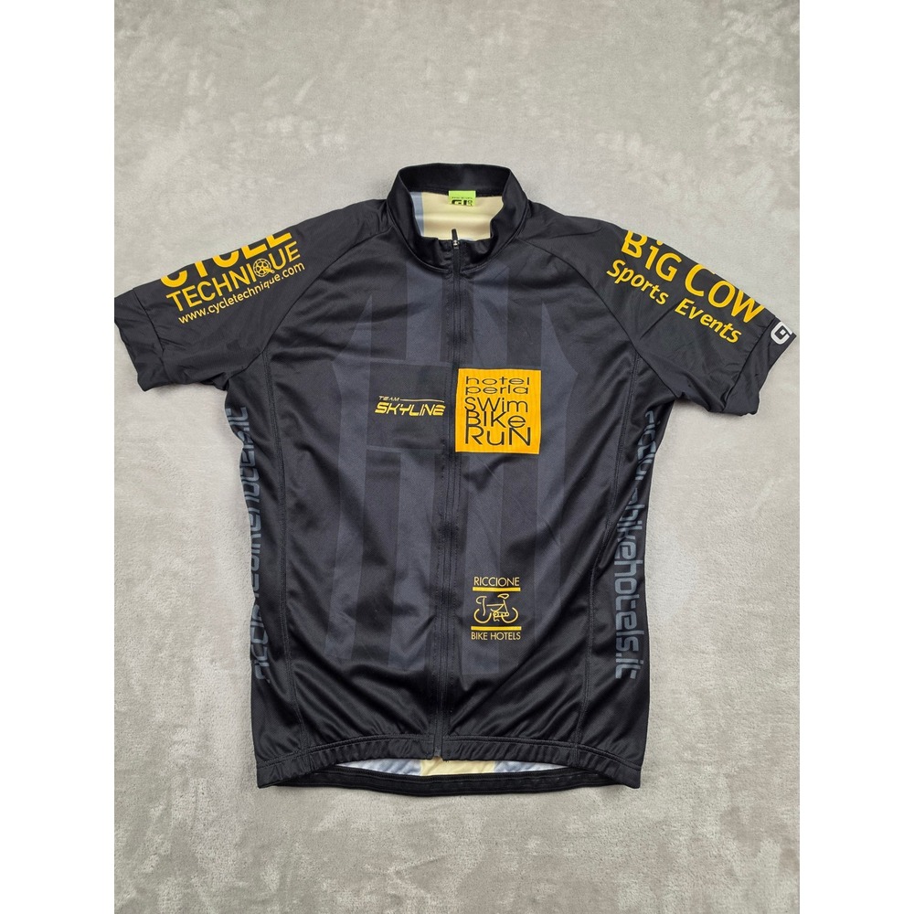 Ale Cycling Jersey Men M Black Team Skyline Big Cow Sports Made in Italy *Read